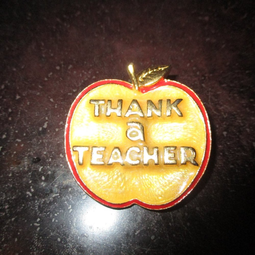 Vintage Thank a Teacher Apple Brooch